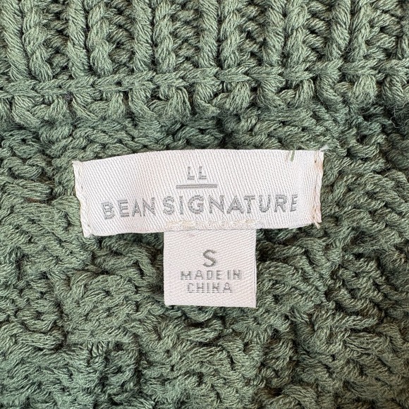 LL Bean Sweater Womens S Green Double L Cable Knit Crew Neck Pullover Textured - Picture 4 of 8